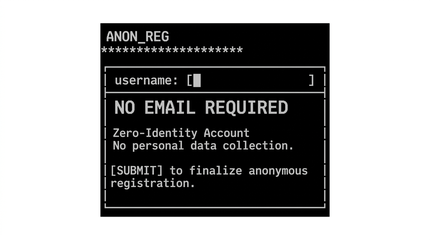 Anonymous registration system terminal interface