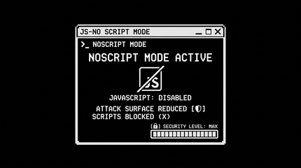 No JavaScript interface security mode disabled scripts