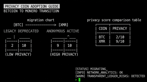 Privacy coin adoption Bitcoin to Monero guide terminal