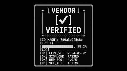 Vendor verification trust system terminal badge display