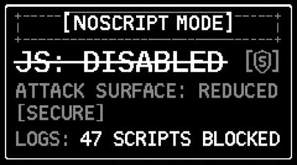 No JavaScript interface disabled security mode terminal screen
