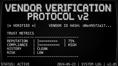 Vendor verification protocol v2 deployment terminal display